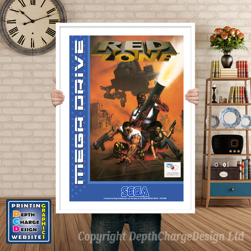 Redzone Eu - Sega Megadrive Inspired Retro Gaming Poster A4 A3 A2 Or A1