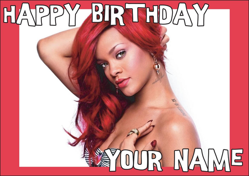 Rhianna Red 2 Music Style Kids Adult FUNNY Birthday Card