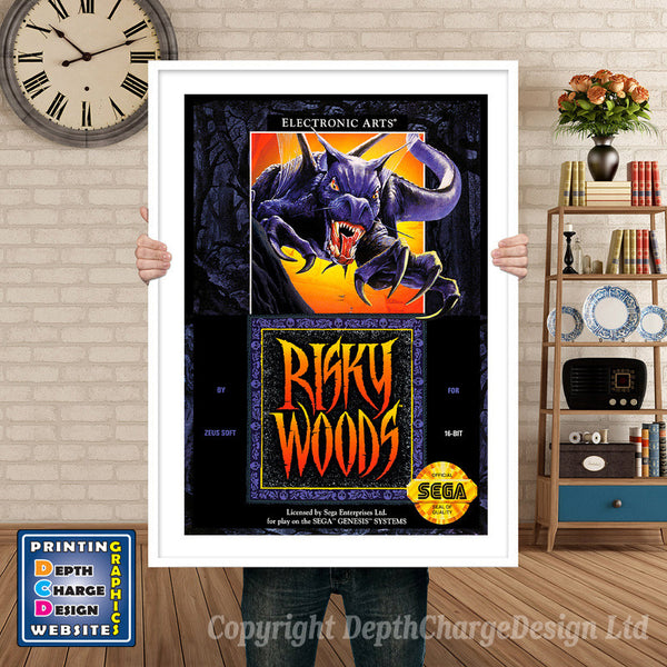 Riskywoods - Sega Megadrive Inspired Retro Gaming Poster