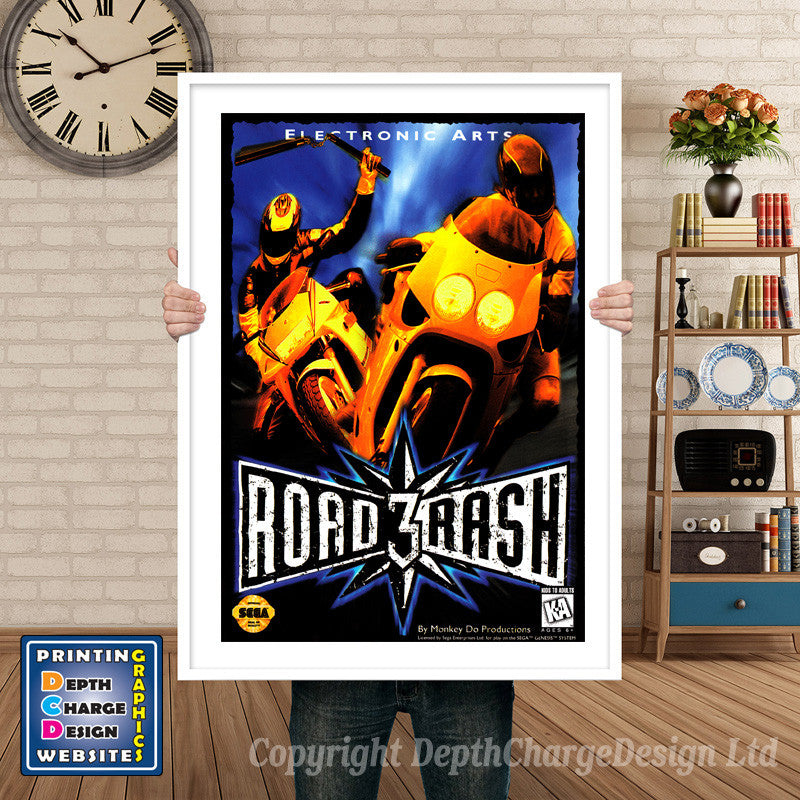 Roadrash 3 - Sega Megadrive Inspired Retro Gaming Poster A4 A3 A2 Or A1