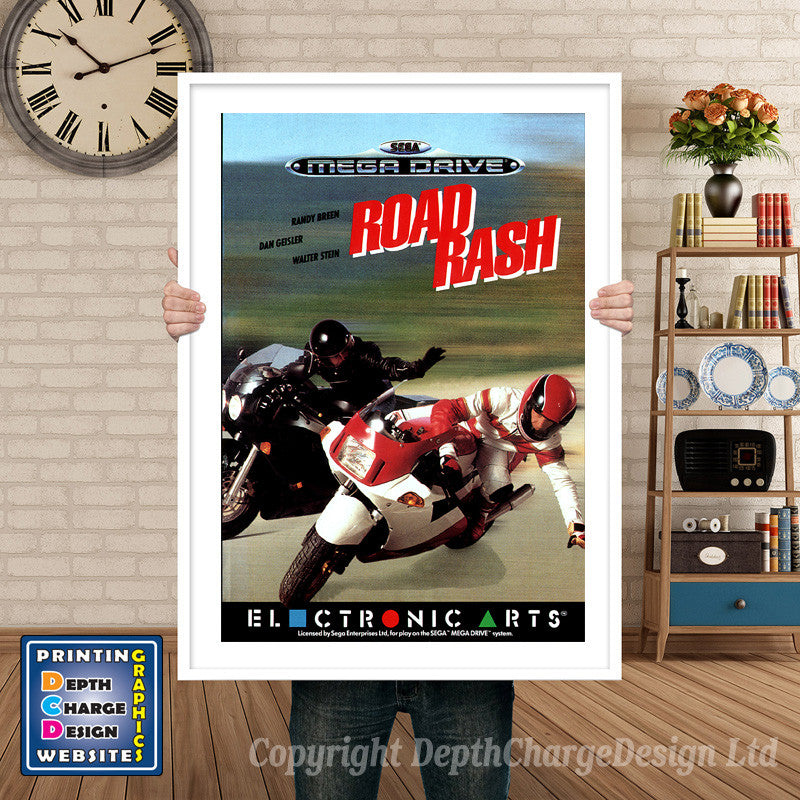 Roadrash Eu - Sega Megadrive Inspired Retro Gaming Poster A4 A3 A2 Or A1