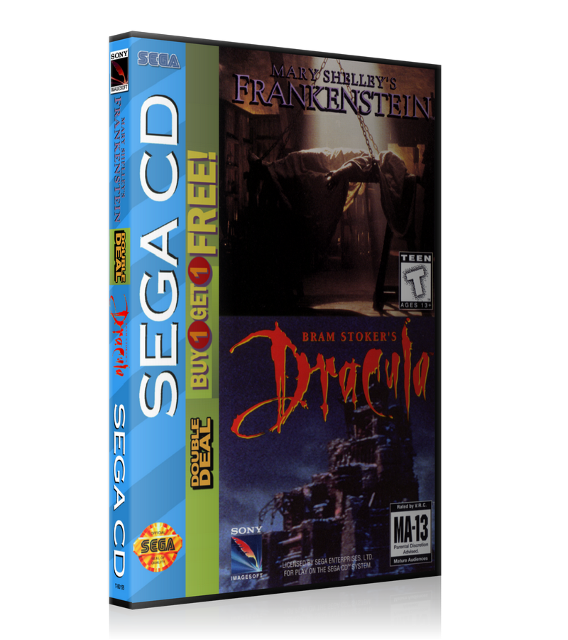 Mary shelleys frankenstein bram stokers dracula REPLACEMENT Retro Gaming Case