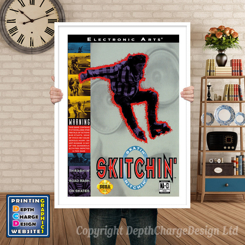 Skitchin - Sega Megadrive Inspired Retro Gaming Poster A4 A3 A2 Or A1