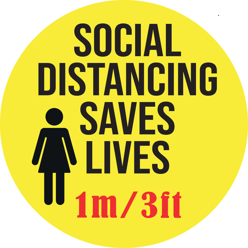 Social Distancing Saves Lives 1m 3ft Social Distancing Floor Stickers