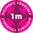 1 x Single Social Distancing Self Adhesive Sticker Floor Vinyl Floor Sign Safety Sticker  200mm 8"  diametre meter - PLEASE STAY 1 metre meter APART D16