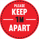 1 x Single Social Distancing Self Adhesive Sticker Floor Vinyl Floor Sign Safety Sticker  200mm 8"  diametre meter - PLEASE STAY 1 metre meter APART D18