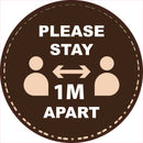 1 x Single Social Distancing Self Adhesive Sticker Floor Vinyl Floor Sign Safety Sticker  200mm 8"  diametre meter - PLEASE STAY 1 metre meter APART D21