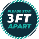 1 x Single Social Distancing Self Adhesive Sticker Floor Vinyl Floor Sign Safety Sticker  200mm 8"  diametre meter - PLEASE STAY 1 metre meter APART D23