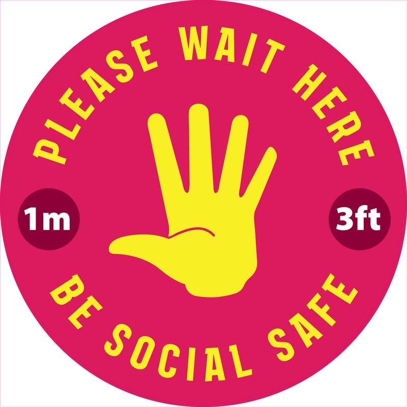 1 x Single Social Distancing Self Adhesive Sticker Floor Vinyl Floor Sign Safety Sticker  200mm 8"  diametre meter - PLEASE STAY 1 metre meter APART D38