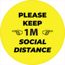 1 x Single Social Distancing Self Adhesive Sticker Floor Vinyl Floor Sign Safety Sticker  200mm 8"  diametre meter - PLEASE STAY 1 metre meter APART D3