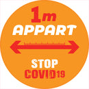 1 x Single Social Distancing Self Adhesive Sticker Floor Vinyl Floor Sign Safety Sticker  200mm 8"  diametre meter - PLEASE STAY 1 metre meter APART D8