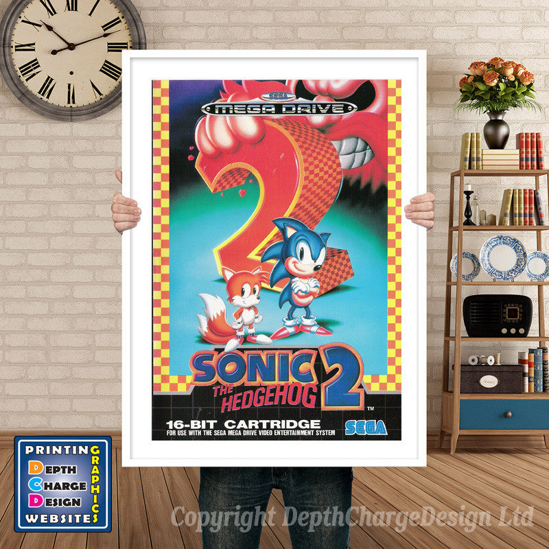 Sonic2 Pal - Sega Megadrive Inspired Retro Gaming Poster A4 A3 A2 Or A1
