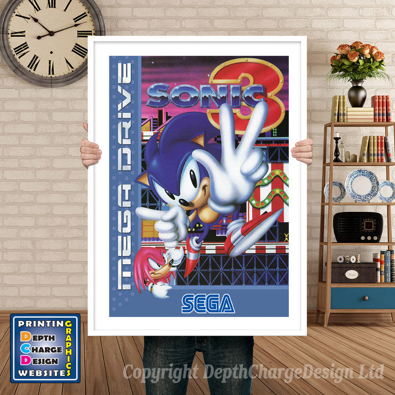 Sonic3 Eu - Sega Megadrive Inspired Retro Gaming Poster A4 A3 A2 Or A1
