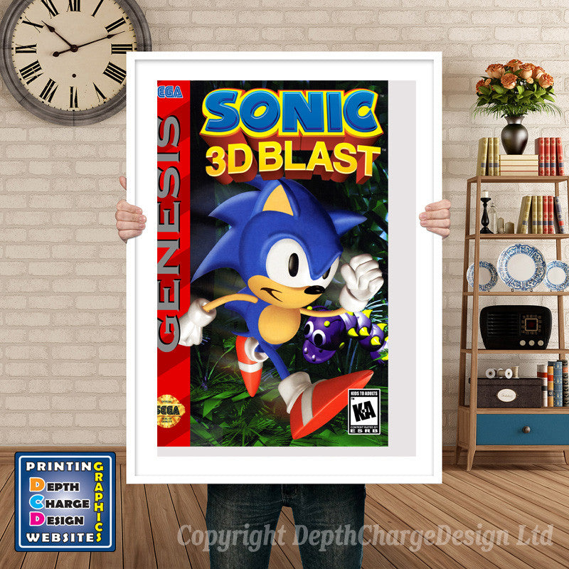Sonic 3d Blast 3 - Sega Megadrive Inspired Retro Gaming Poster A4 A3 A2 Or A1