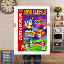Sonic Classics - Sega Megadrive Inspired Retro Gaming Poster A4 A3 A2 Or A1