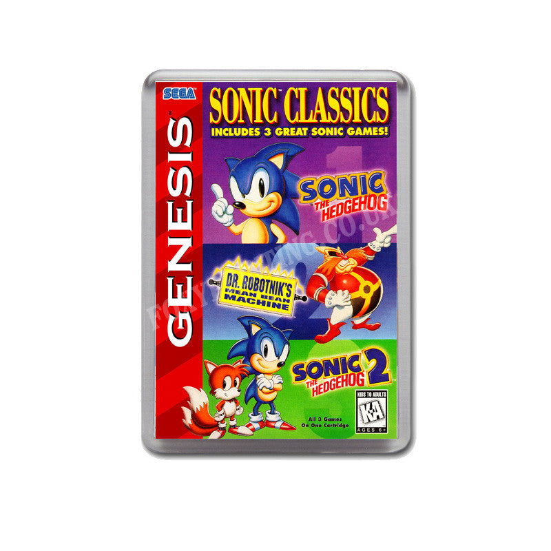 Sonic Classics Game Style Inspired Sega Megadrive Retro Video Gaming Magnet