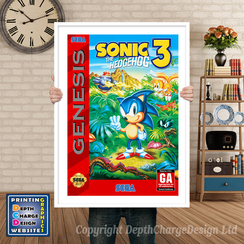 Sonic The Hedge Hog 3 - Sega Megadrive Inspired Retro Gaming Poster A4 A3 A2 Or A1