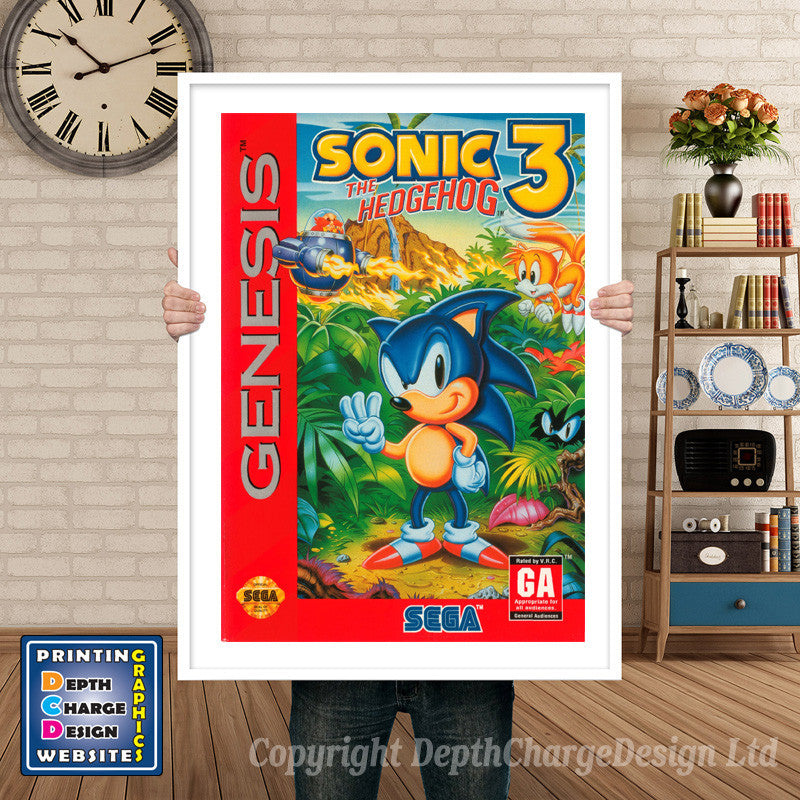 Sonic The Hedge Hog 3 (2) - Sega Megadrive Inspired Retro Gaming Poster A4 A3 A2 Or A1
