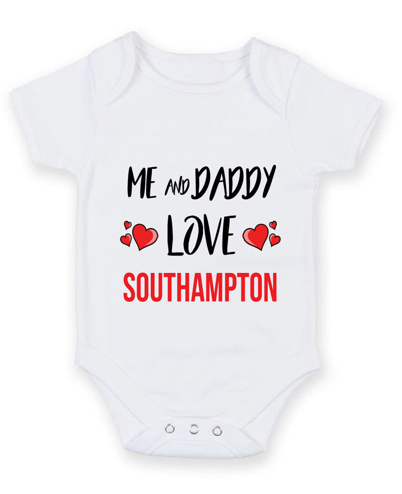 Me and Daddy Love southampton Personalised FOOTBALL TEAM Baby Grow