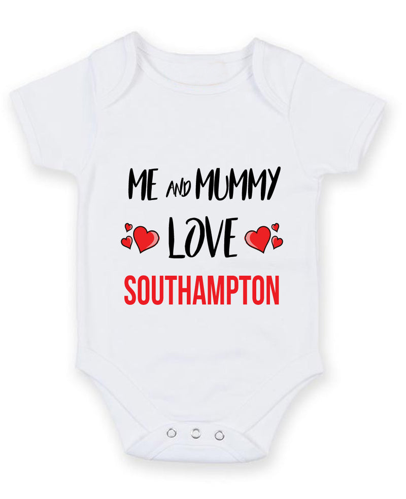 Me and Mummy love southampton Personalised FOOTBALL TEAM Baby Grow