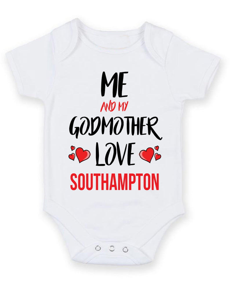 Me and My Godmother Love southampton Personalised FOOTBALL TEAM Baby Grow