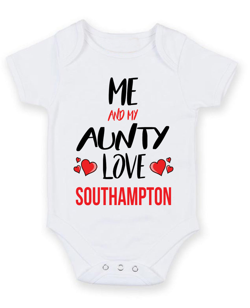 Me and My Aunty Love southampton Personalised FOOTBALL TEAM Baby Grow
