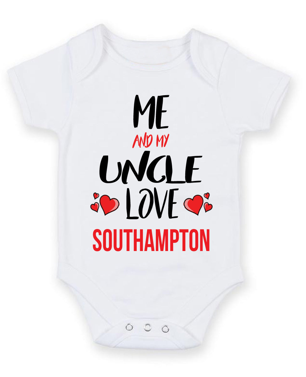 Me and My Uncle Love southampton Personalised FOOTBALL TEAM Baby Grow