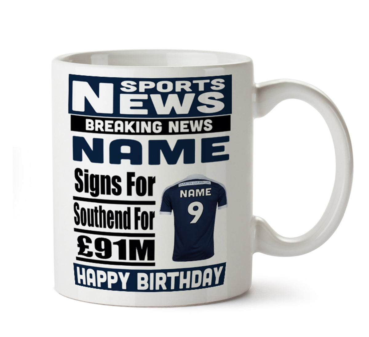 Personalised SIGNS FOR Southend Football Mug Personalised Birthday Mug – printed mug product image 1