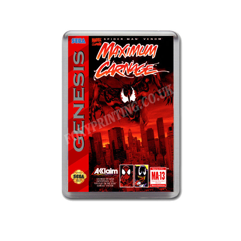 Spiderman And Venom Maximum Carnage 2 Game Style Inspired Sega Megadrive Retro Video Gaming Magnet
