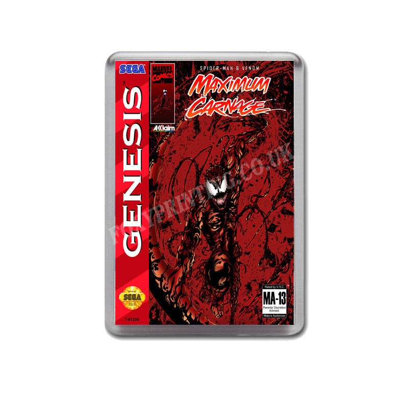 Spiderman And Venom Maximum Carnage 4 Game Style Inspired Sega Megadrive Retro Video Gaming Magnet