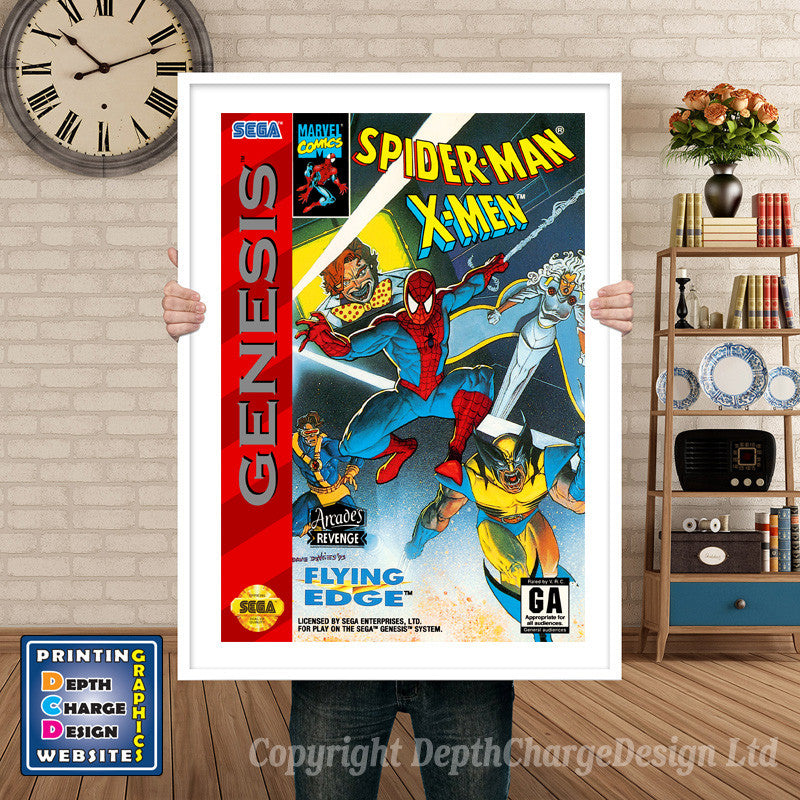 Spiderman Xmen Arcades Revenge - Sega Megadrive Inspired Retro Gaming Poster A4 A3 A2 Or A1