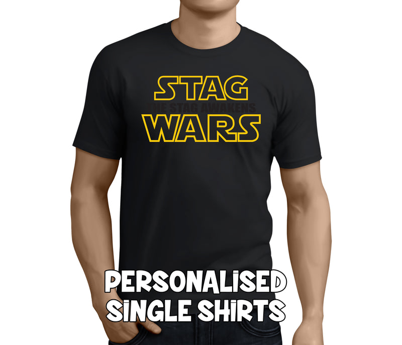 Stag Wars Black Custom Stag T-Shirt - Any Name - Party Tee