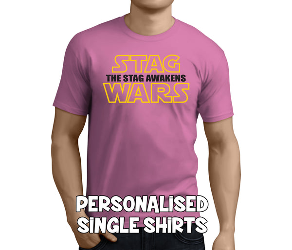 Stag Wars Black Custom Stag T-Shirt - Any Name - Party Tee