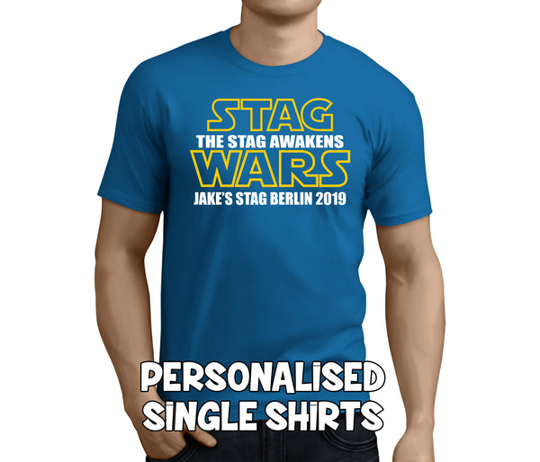 Stag Wars White Custom Stag T-Shirt - Any Name - Party Tee