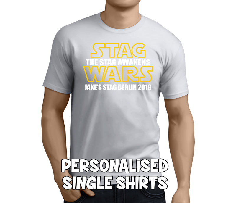 Stag Wars White Custom Stag T-Shirt - Any Name - Party Tee