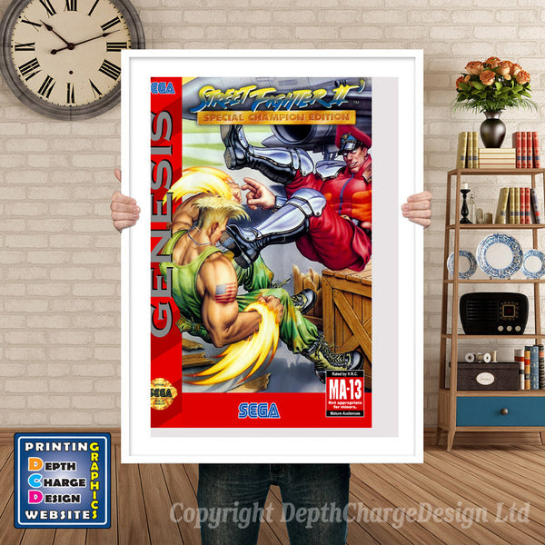 Street Fighter 2 Champed 3 - Sega Megadrive Inspired Retro Gaming Poster