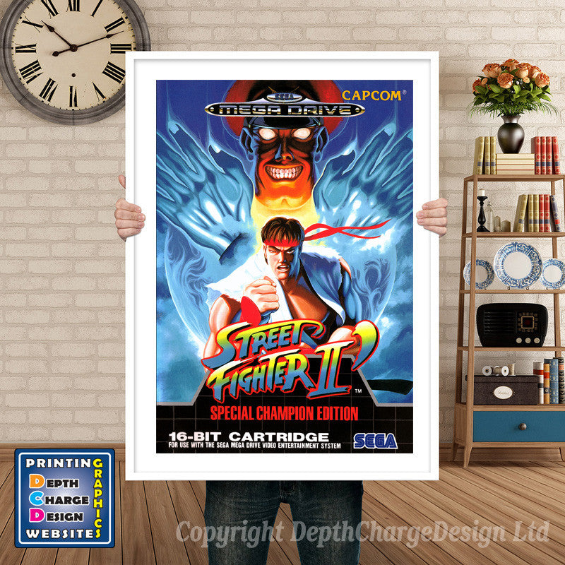Street Fighter 2 Special Champion Edition Eu - Sega Megadrive Inspired Retro Gaming Poster A4 A3 A2 Or A1