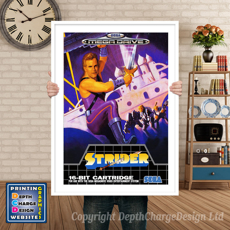 Strider Eu - Sega Megadrive Inspired Retro Gaming Poster A4 A3 A2 Or A1