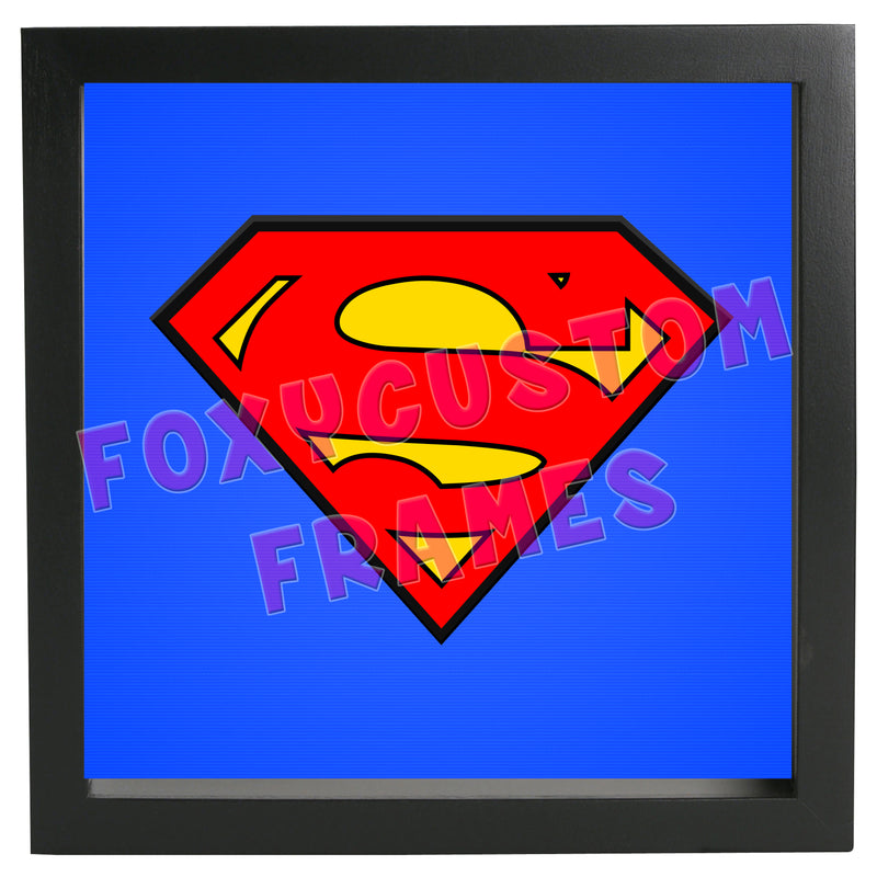 Superman Bold Emblem Lego Display Case - Minifigure Display Background and Frames