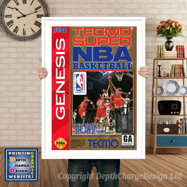 Tecmo Super Nba Basketball - Sega Megadrive Inspired Retro Gaming Poster