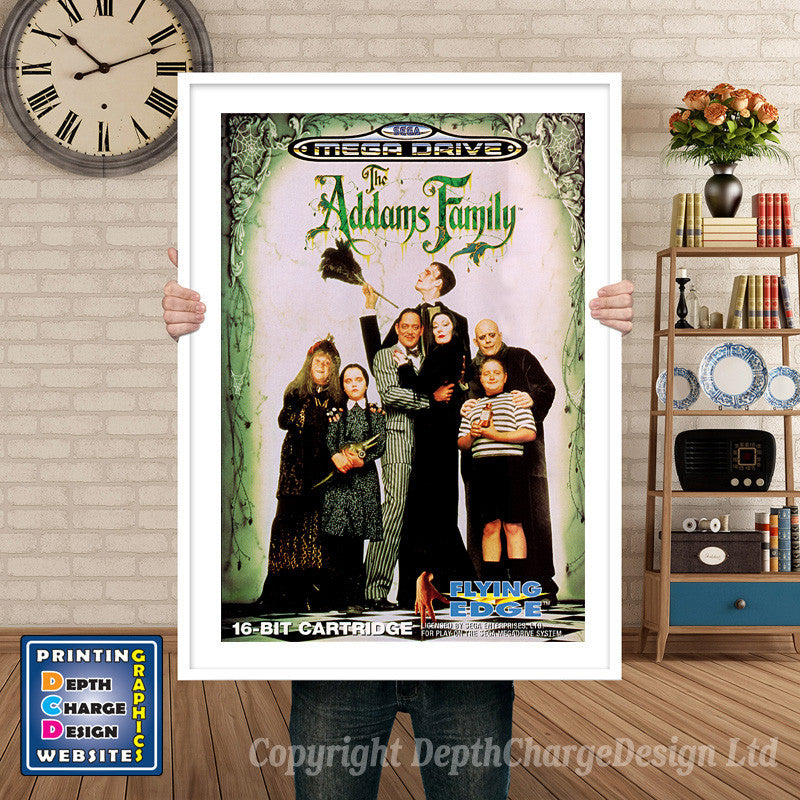 The Addams Family Eu - Sega Megadrive Inspired Retro Gaming Poster A4 A3 A2 Or A1