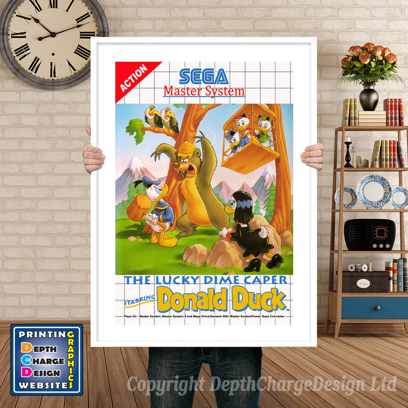 Theluckydimecaperstarringdonaldduck_Eu Inspired Retro Gaming Poster A4 A3 A2 Or A1 – Theluckydimecaperstarringdonaldduck_Eu Inspired Retro Gaming Poster