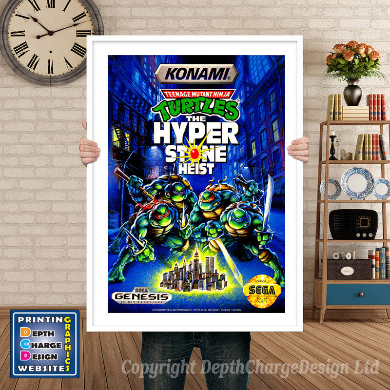 Tmnt Hyper Stone Heist - Sega Megadrive Inspired Retro Gaming Poster A4 A3 A2 Or A1