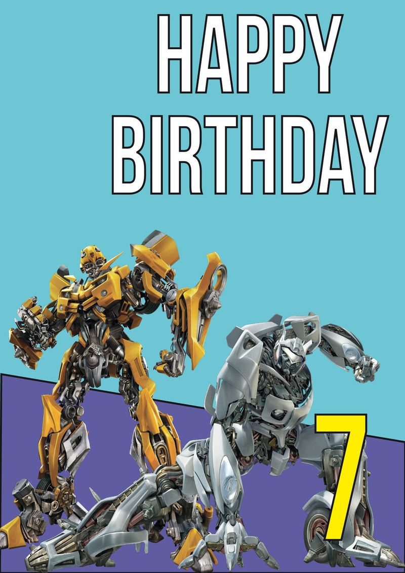 THEME INSPIRED Kids Adult Personalised Birthday Card Transformers Birthday Card