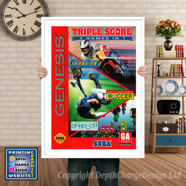 Triple Score 3 In 1 - Sega Megadrive Inspired Retro Gaming Poster