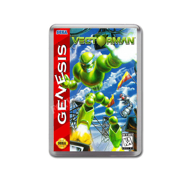 Vector Man Game Style Inspired Sega Megadrive Retro Video Gaming Magnet