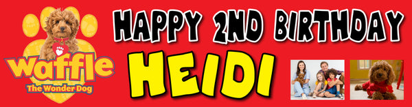 Waffle the Wonder Dog Children's Birthday Banner Thin