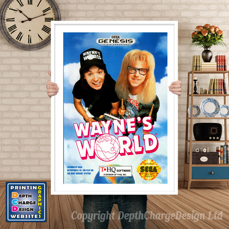 Waynes World - Sega Megadrive Inspired Retro Gaming Poster A4 A3 A2 Or A1