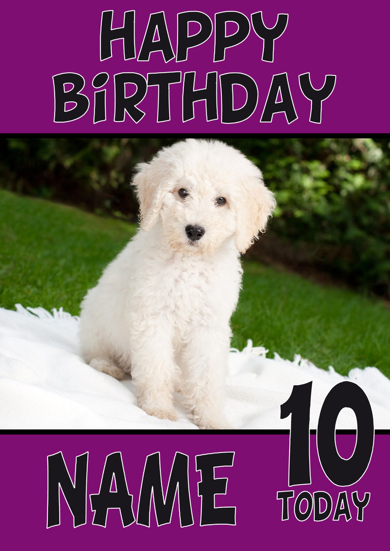 White Puppy DOGS AND Funny Puppy Kids Adult Personalised Birthday Card