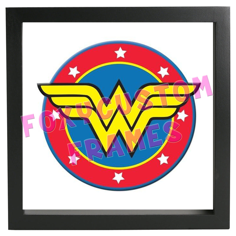 Wonder Woman Emblem Lego Display Case - Minifigure Display Background and Frames